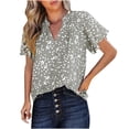 thumbnail image 2 of Qiopertar Mode Femmes Été Imprimé T-Shirt Col en V Manches Courtes Blouse Décontractée Tops Grandes Économies de Vacances! Moins de 5$ jusqu'à 90 % de Réduction, 2 of 5