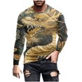 thumbnail image 4 of Tawop Mens Tshirts Crew Neck Long Sleeve Pullover Graphic Dragon Casual Yellow L, 4 of 5