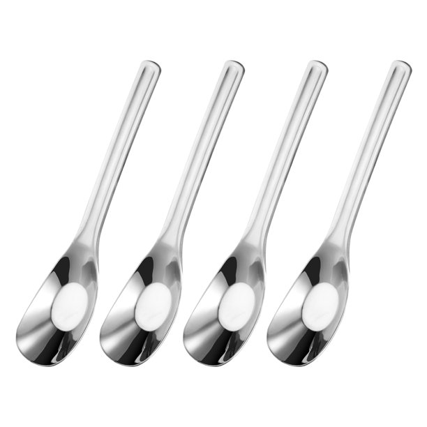 Uxcell 4 piezas Cucharas para Sopa de Acero Inoxidable Chinas para Postre Cereal Plateado