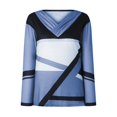 thumbnail image 3 of WEAIXIMIUNG T-Shirts Graphiques Femmes Chats Ou Chiens Mode Décontractée Col Rond Imprimé Géométrique Color Block Col en V Rétréci Manches Longues T-Shirt Manches Longues, 3 of 5