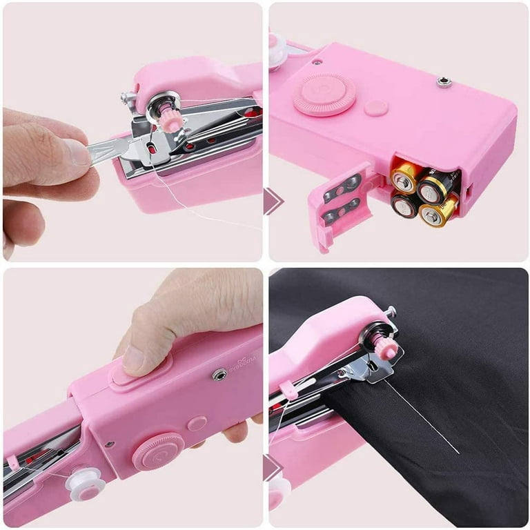  Handy Sewer, Handheld Sewing Machine, Handysewer Portable Sewing  Machine, Mini Sewing Machine, Mini Manual Single Stitch Sewing Machine,  Lightweight, for DIY Clothing, Curtain, Fabric (Pink)
