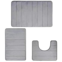 Hiroekza Bathroom Rug Set 3-Pieces Set Soft Comfortable Water Absorption Non-Slip Thick Machine Washable Gray