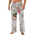 thumbnail image 3 of GrmtClth Men's Flannel Camo Lounge Pants Soft Thick Flannel Elastic Waist Flare Leg Daily Workout Sleep Sweat Pants Gray M, 3 of 6