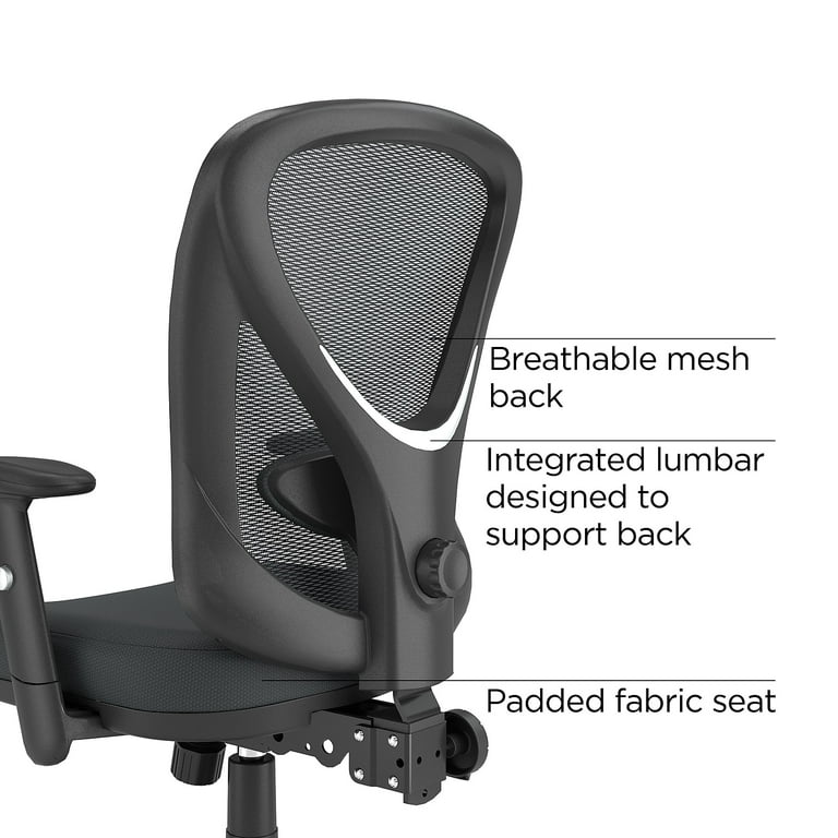 STAPLES Office Chair Black Mesh Back Adjustable Task Desk Chair