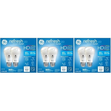 GE Lighting 2-Pack A15 LED Bulbs - 5.5W Daylight, Dimmable, Frosted, For Ceiling Fans & Fixtures