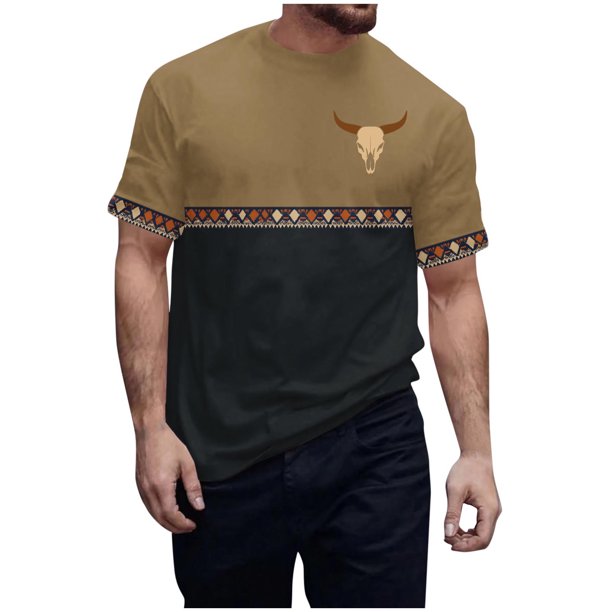 Camisas de Manga Larga para Hombres Imprimir Casual Cuello Redondo Blusa de Manga Corta, Camisas de Lino para Hombres