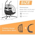 thumbnail image 2 of Double Egg Swing Chair with Stand, 2 Person Outdoor Indoor Hammock Hanging Chair with Cushion,Patio Wicker Hanging Egg Chair w/Cushion 700LBS Capacity for Bedroom, Balcony, Garden, 2 of 7