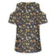 thumbnail image 4 of Tops de Hombro Frío para las Mujeres Floral Impresión Off Hombro Manga Corta V-Cuello Blusa, Top de Verano Casual, 4 of 4