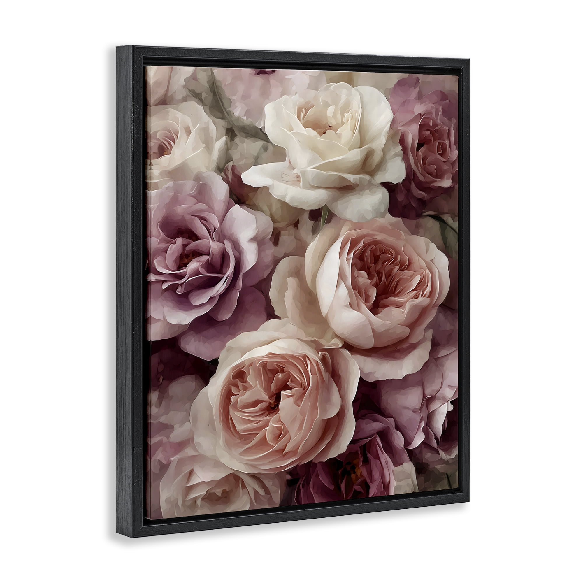 Stupell Industries Sweet Roses in Blush Pink Black Framed Floater Canvas Wall Art, design by Franklyn Gregory