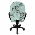 thumbnail image 3 of Victorian Office Chair Slipcover, Floral Composition with Vintage Inspirations Abstract Swirled Stalks, Protective Stretch Decorative Fabric Cover, Standard Size, Seafoam Brown White, by Ambesonne, 3 of 5