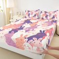 thumbnail image 3 of jejeloiu Kawaii Rabbit Queen Sheet Sets,Cartoon Animal Flat Sheet,Pink Purple White Queen Fitted Sheet For Girls Kids,Super Cozy Room Decor,4pcs, 3 of 7