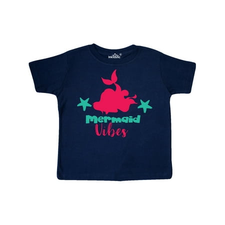 

Inktastic Mermaid Vibes Mermaid Silhouette - Pink Green Gift Toddler Toddler Girl T-Shirt