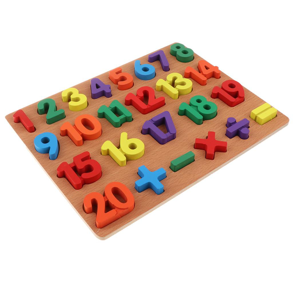 Baby Wooden Puzzle Board Grab Blocks Preschool Educational Toy Number 1-20 
