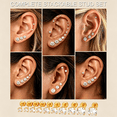 thumbnail image 3 of DESIGNICE 5 Pairs Flat Back Gold Stud Earrings for Women, 14K Gold Plated Hypoallergenic Surgical Steel Stack Cartilage Earrings, Cubic Zirconia Jewelry, 3 of 7