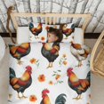 thumbnail image 3 of Rooster and Orange Flowers Pattern Duvet Cover and Pillowcase Set for Single Bedding, Bedroom Accessories for Kids Teens, 3 of 5