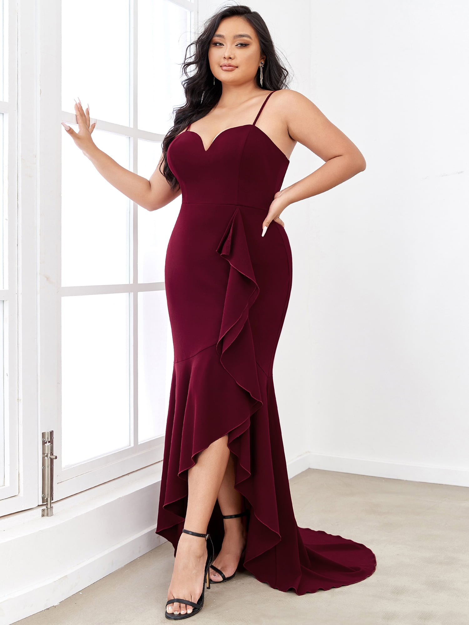 burgundy tulle maxi dress V Neck Burgundy Tulle Long Prom Dresses, Wine Red Long Tulle Formal Evening Dresses, US 2 / Burgundy as Pics / With Rush+$19.99