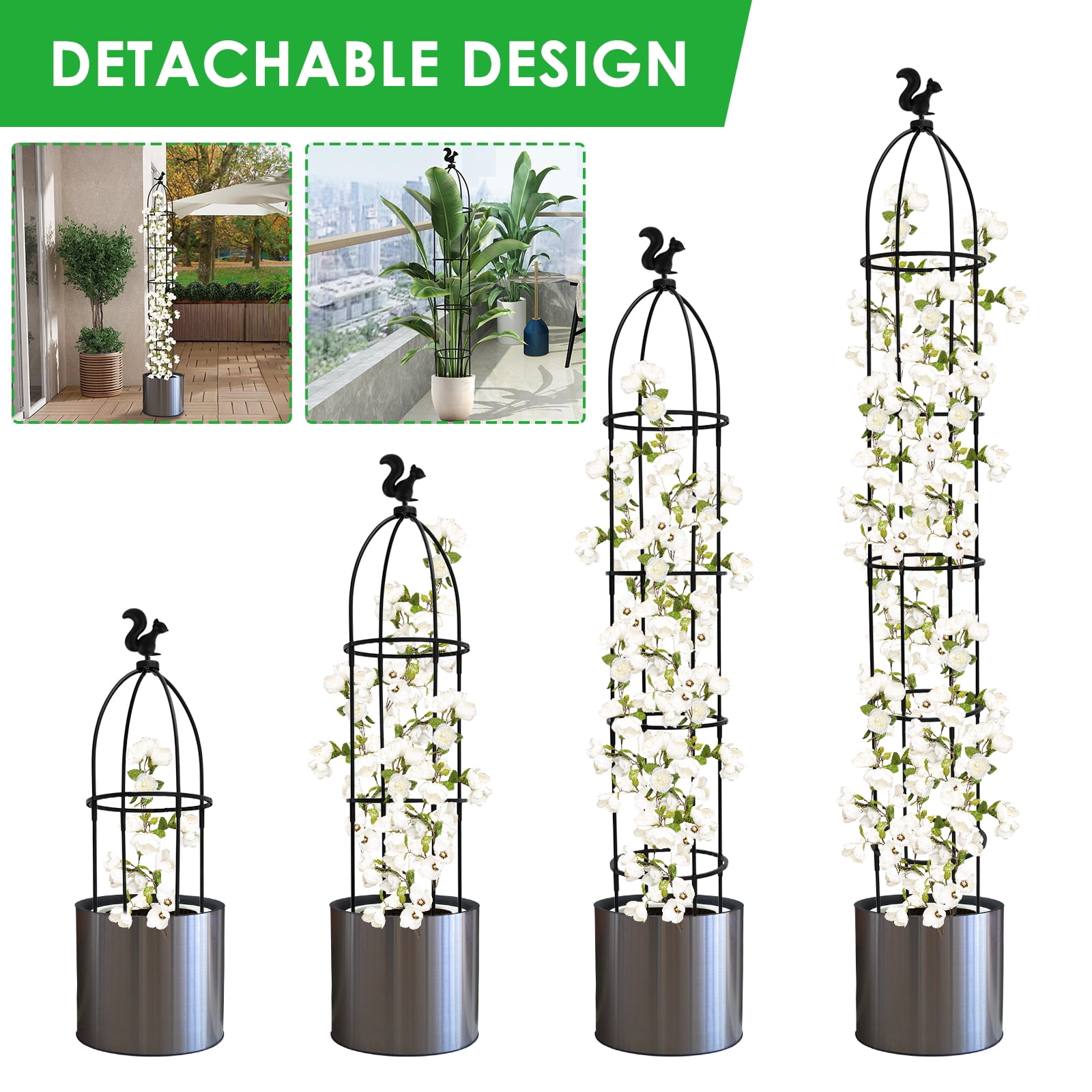 NUAHRHY Outdoor Garden Rose Bush Flower Obelisk 6Ft Trellises Tomato Tower For Climbing Plant Tall Sturdy Trellis Detachable Plants  For Vine Cucumber