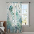 thumbnail image 4 of Teal Jellyfish Coastal Sheer Curtains 108" Extra Long, Summer Beach Coral Nautical Ocean Light Filering Curtains, Privacy Drapes Simi Floor to Veiling Curtain for Living Room Large Window Treatment, 4 of 9