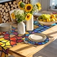 thumbnail image 4 of Blue Red Yellow Round 13 Inch Placemats Set of 8, Modern Colored Rainbow Stained Glass HeatResistant Non Slip Place Mats for Dining Table, Wipeable Braided Kitchen Table Mats for Housewarming, 4 of 9