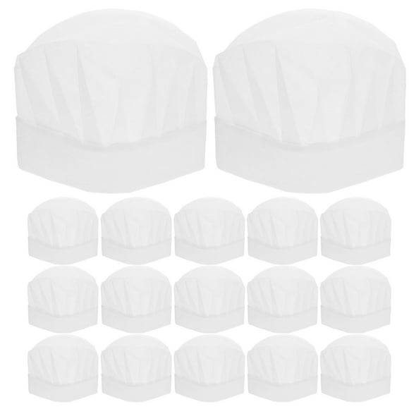 20 gorros de chef desechables para niños, ligeros y sencillos, accesorios de cocina para niños y niñas (blancos)
