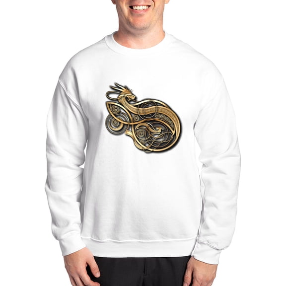 CafePress - Gold Norse Dragon Sweatshirt - Crew Neck Sweatshirt