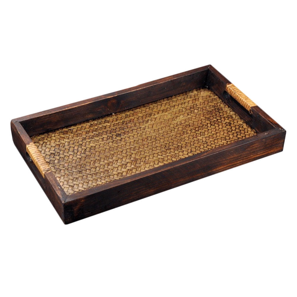 Better Homes & Gardens- Acacia Wood Rectangle Tray with Gold Color Handles,  One Size