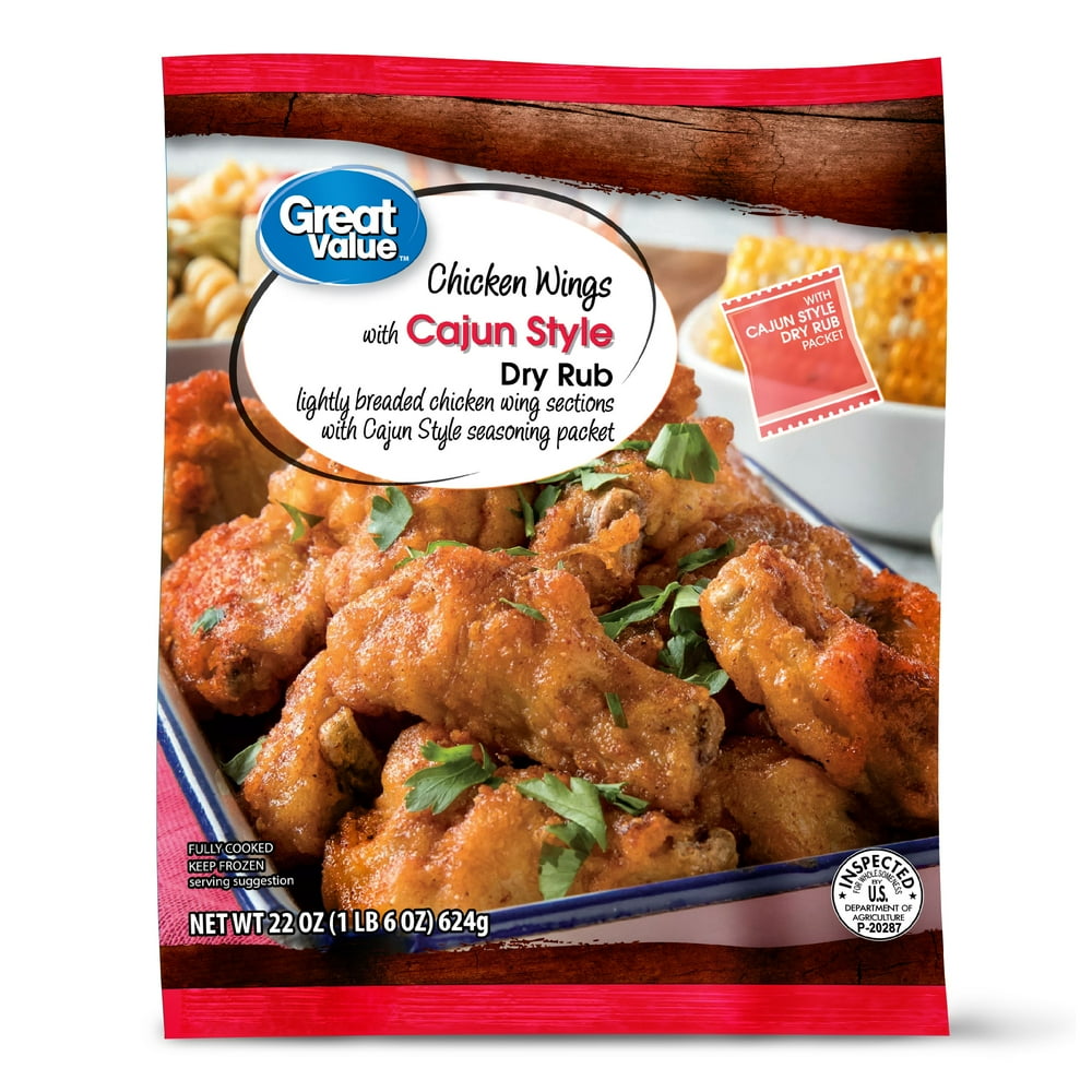 Great Value Chicken Wings with Cajun Dry Rub, 22 oz