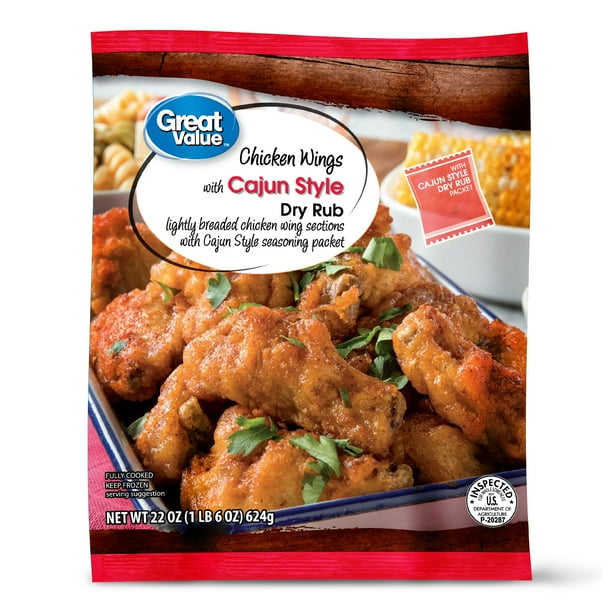 Great Value Chicken Wings with Cajun Dry Rub, 22 oz