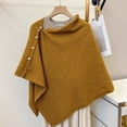 thumbnail image 2 of Breezora Women's Elegant Cape With Gold Buttons Loose Fit Shawl Collar Outerwear For Autumn Versatile Styling One Size Size Yellow, 2 of 4
