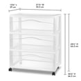 thumbnail image 3 of Sterilite Wide 3 Drawer Storage Cart, Plastic Rolling Organizer, White Frame, 2 Pack, 3 of 7
