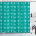 thumbnail image 1 of Stars Shower Curtain, Geometric Five Pointed Shapes Pattern with Crossed Doodle Stripes Design, Fabric Bathroom Set with Hooks, 69W X 75L Inches Long, Sea Green and White, by Ambesonne, 1 of 3