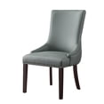 thumbnail image 3 of Karalynn Light Grey/Chrome PU Leather Dining Chairs, Pack of 2, Button Tufted, Armless, Chrome Nailhead Trim, 3 of 9