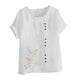 thumbnail image 4 of Vestidos Casuales Para Mujer, Blusas De Mujer De Moda Blusa informal de lino con cuello redondo, manga corta y botones para mujer, 4 of 4