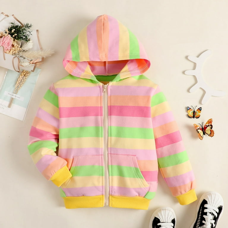 New Rainbow Stripe Loose Hooded Sweater New Rainbow Stripe Loose Hooded Sweater