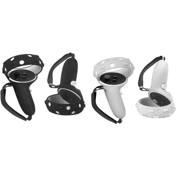 2 Pairs Touch Controller Grip Cover with Knuckle Strap Compatible with Oculus Quest 2 Accessories, Protection for Your Oculus Quest 2 Handle VR Controllers Quest 2 Accessories(White + Black)