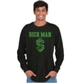 thumbnail image 4 of Cool Rich Man Dollar Sign Money Men's Long Sleeve Tee T Shirt Brisco Brands M, 4 of 6