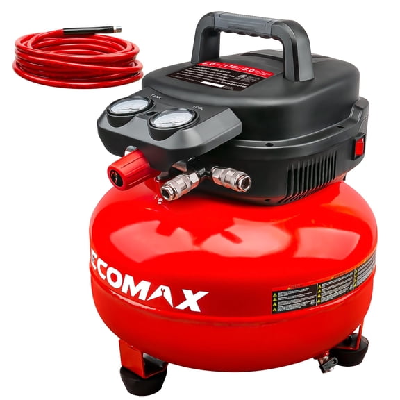 Air Compressor, 6-Gallon Pancake Air Compressor with 25 FT Air Hose, MAX 175PSI Pressure/1.5HP, Compressor for Air Tools, Car Tires, Garage, and Shop