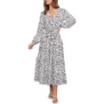 thumbnail image 1 of Women's Boho Leopard Print Ruffle Long Sleeve V Neck Casual Flowy Party Maxi Dress, 1 of 7