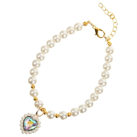 FRCOLOR Pet Fake Pearl Necklace Pet Cat Dog Necklace Collar Jewelry Decorative Pet Necklace