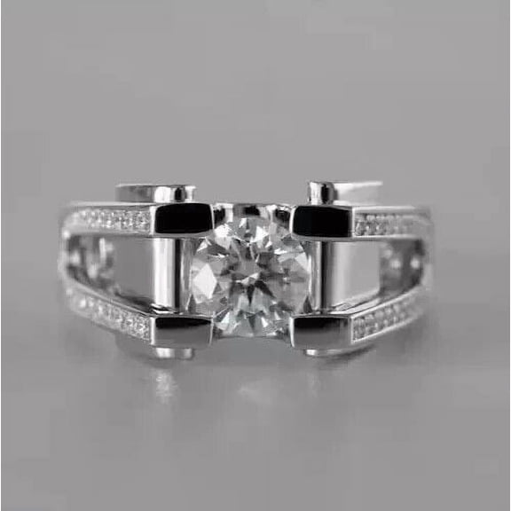 3.00Ct Round Cut Lab Created Diamond Men's Engagement Ring 14K White Gold Plated Sterling Silver