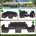 thumbnail image 5 of Gotland 6 Pieces Outdoor Patio Furniture Set Rattan Wicker Conversation Set,Wide Armrest (Black), 5 of 5