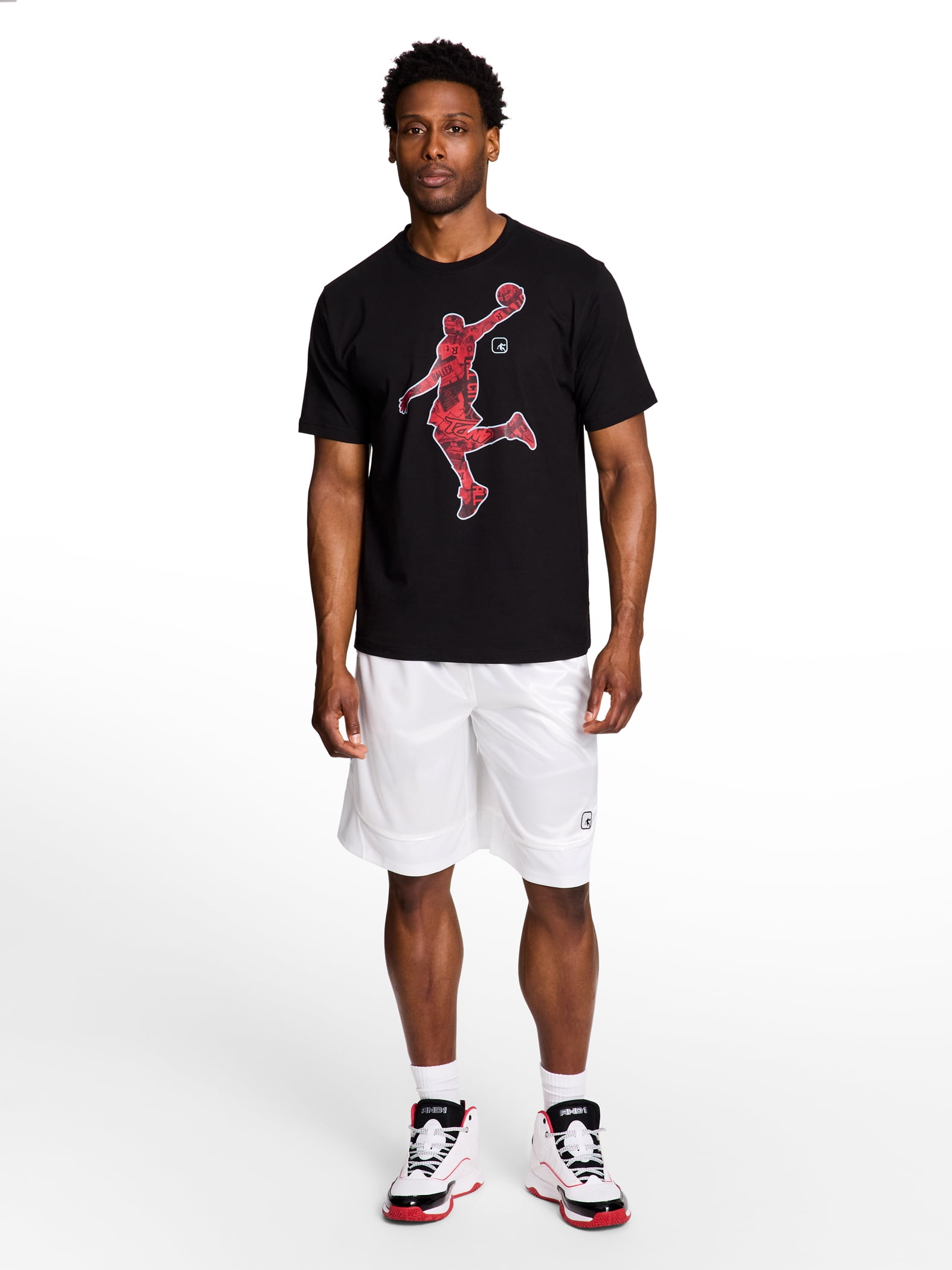 AND1 Men's and Big Men's All Court Short, 11" inseam, up to Size 5XL