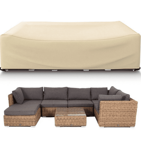 Patio Large Beige Heavy Duty Waterproof  Set Cover Outdoor Sectional Sofa Cover