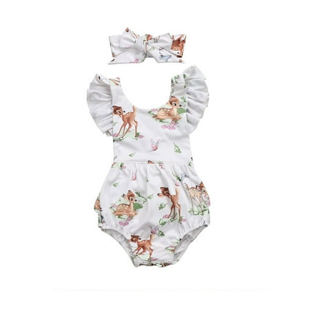 

Diconna Baby Girl Deer Romper Christmas Outfit Cotton Blend White 0-6 Months