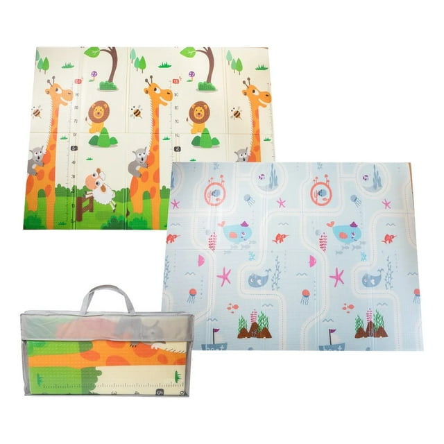 Tapete de juego para bebés PapuBaby Jirafa Plegable Doble Vista 1.50 x 2.00 metros