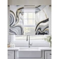 thumbnail image 5 of White Grey Marble Sheer Curtains 45 Inch Length 2 Panels Set Window Treatments, Modern Abstract Art Ink Painting Rod Pocket Semi Curtains for Living Room/Bedroom/Kitchen Décor, 104"W x 45"L, 5 of 7