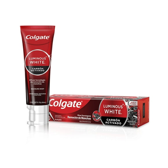Pasta Dental Blanqueadora Colgate Luminous White Carbón Activado 2x66 ml