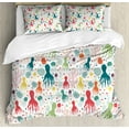 thumbnail image 1 of Octopus Duvet Cover Set King Size, Ocean Themed Animals and Plants Jellyfish Shellfish Colorful Doodle Style Design, Decorative 3 Piece Bedding Set with 2 Pillow Shams, Multicolor, by Ambesonne, 1 of 3