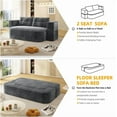 thumbnail image 4 of 78.7" Futon Sofa Bed, 2-in-1 Foldable Sleeper Sofa, Convertible Sofa Bed with Pillows, Corduroy Couch with Multi Functional Blanket Upholstered Boneless Couches for Living Room, Dark Gray, 4 of 11