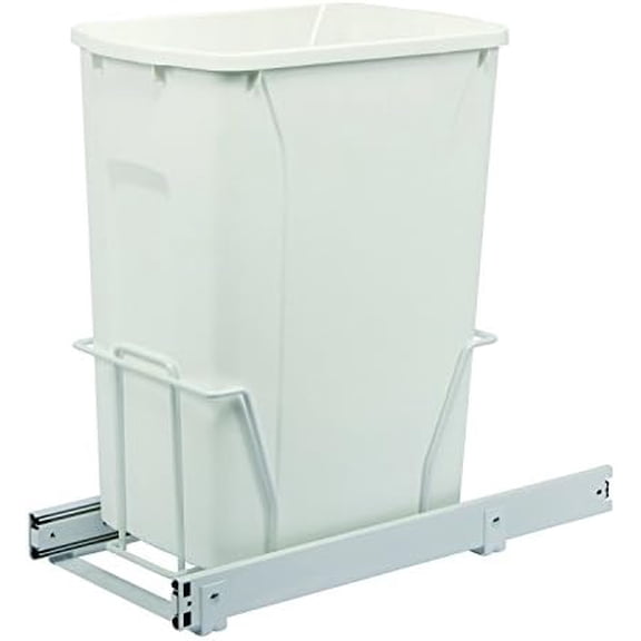 PSW10-1-35WH in-Cabinet Pull Out Bottom Mount Trash Can, 18.75 by 9.38 by 20-Inch$$Storage